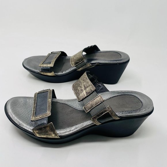 Naot Treasure Metallic Wedges 40 9 Pewter Sandals Metallic Comfortable Shoes - Picture 3 of 11